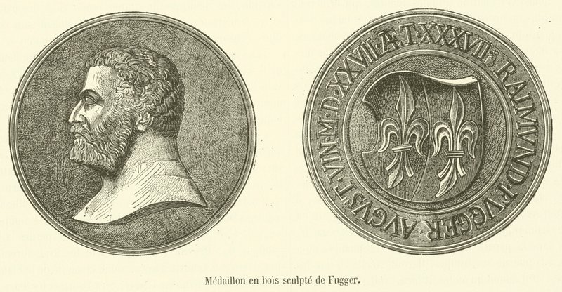 Rzeźbiony drewniany medalion Fuggera (grafika) autorstwa French School