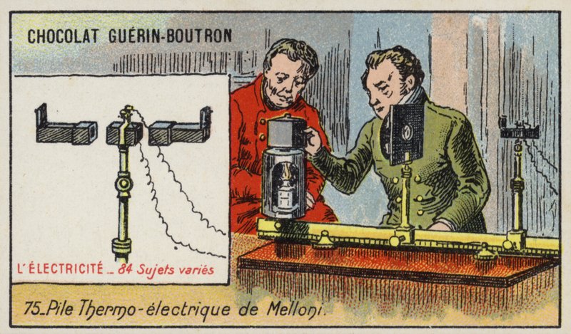 Stos termoelektryczny Melloniego (chromolitho) autorstwa French School