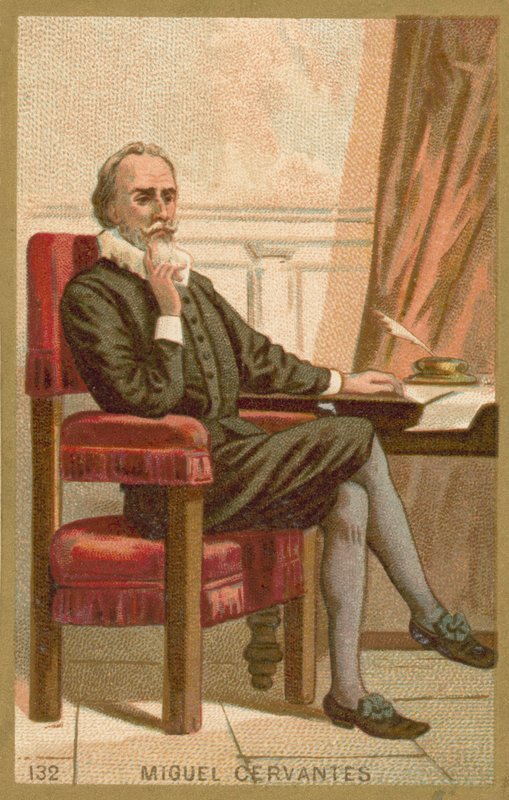 Miguel de Cervantes, hiszpański powieściopisarz, poeta i dramaturg autorstwa French School
