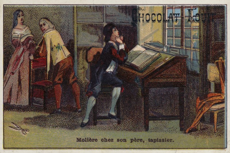 Moliere, francuski dramaturg, w domu swojego ojca, tapicer autorstwa French School