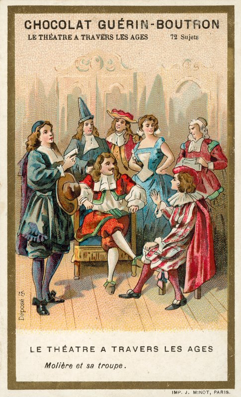 Moliere i jego trupa aktorów (chromolitho) autorstwa French School