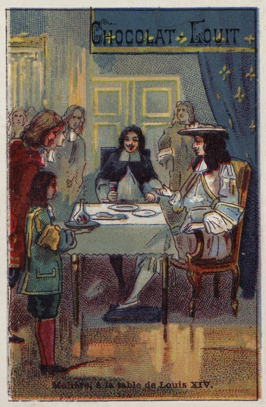 Moliere przy stole Ludwika XIV autorstwa French School