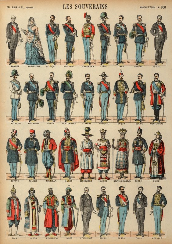 Monarchs of the World (kolorowy grawerunek) autorstwa French School
