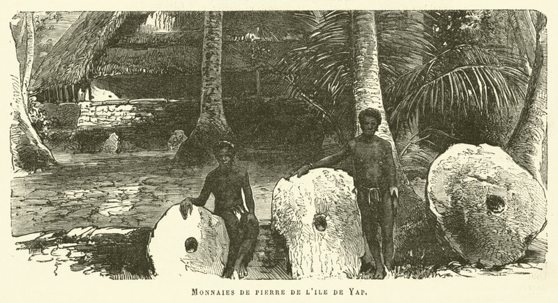 Kamienne monety z wyspy Yap (grawerowanie) autorstwa French School
