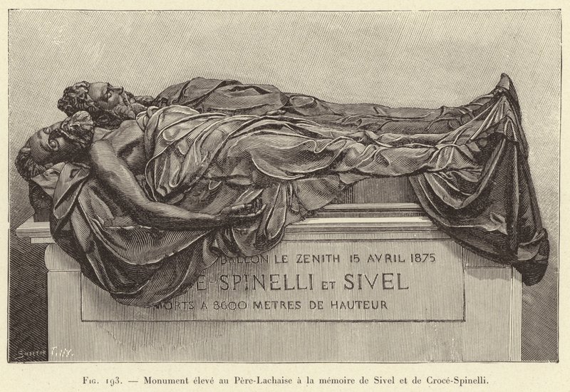 Pomnik wzniesiony na Pere-Lachaise ku czci Sivela i Croce-Spinelli (rycina) autorstwa French School