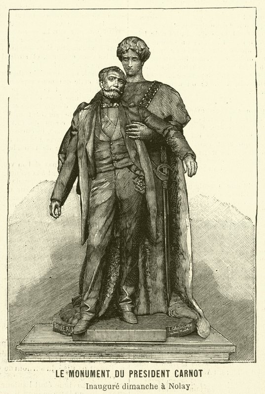 Pomnik zamordowanego prezydenta Francji Sadi Carnota (rycina) autorstwa French School