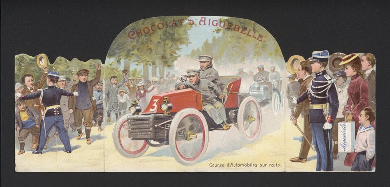 Wyścig motorowy na otwartej drodze (chromolitho) autorstwa French School