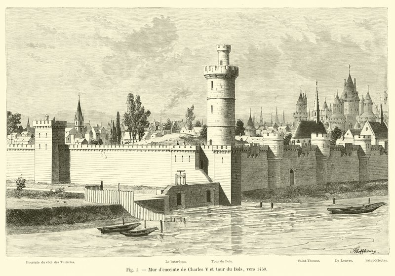 Mur otaczający wieżę Karola V i Bois, około 1450 autorstwa French School