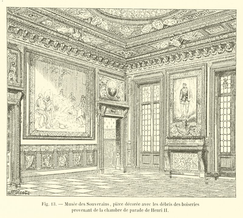 Muzeum Władców, sala ozdobiona szczątkami stolarki z sali reprezentacyjnej Henryka II autorstwa French School