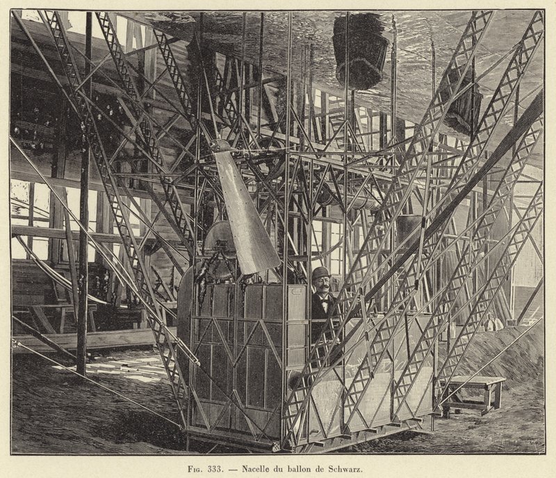 Nacelle du Ballon de Schwarz (grawerowanie) autorstwa French School