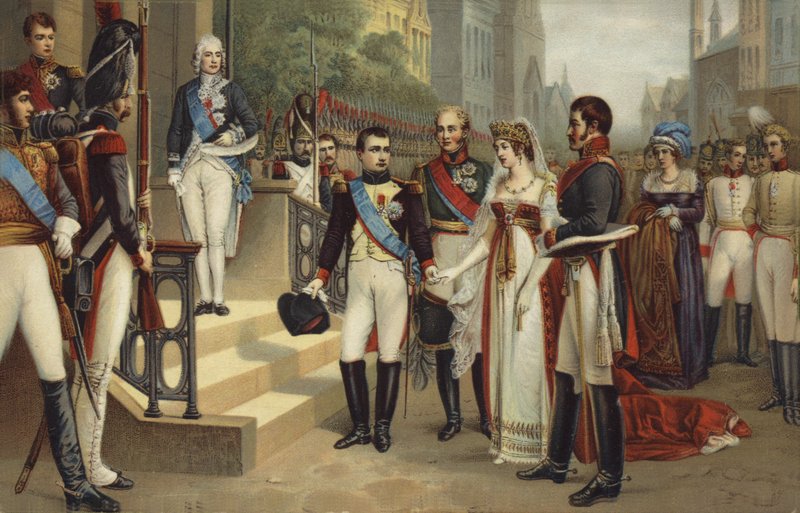 Napoleon I i Królowa Prus (litografia kolorowa) autorstwa French School