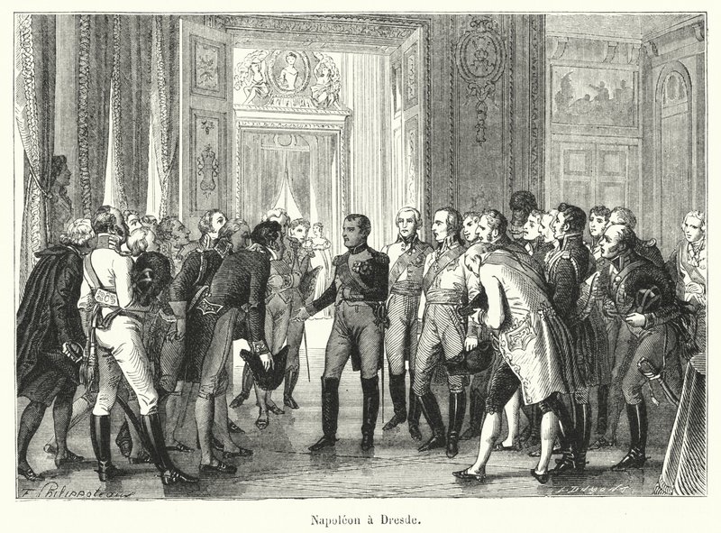 Napoleon a Dresde (grawerowanie) autorstwa French School