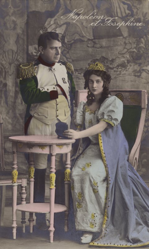 Napoleon i Józefina (kolorowa litografia) autorstwa French School