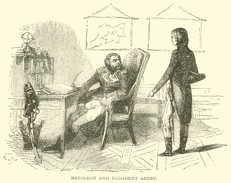 Napoleon i prezydent Aubry (grafika) autorstwa French School
