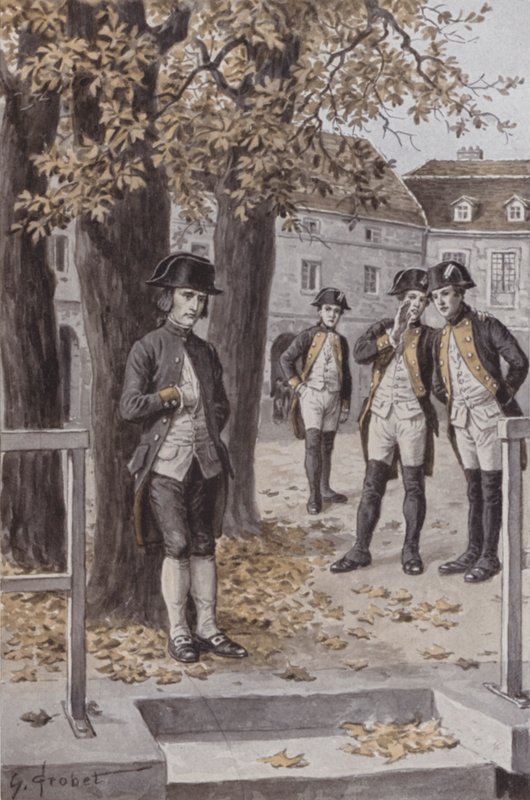 Napoleon w Ecole Militaire, Brienne (litografia) autorstwa French School