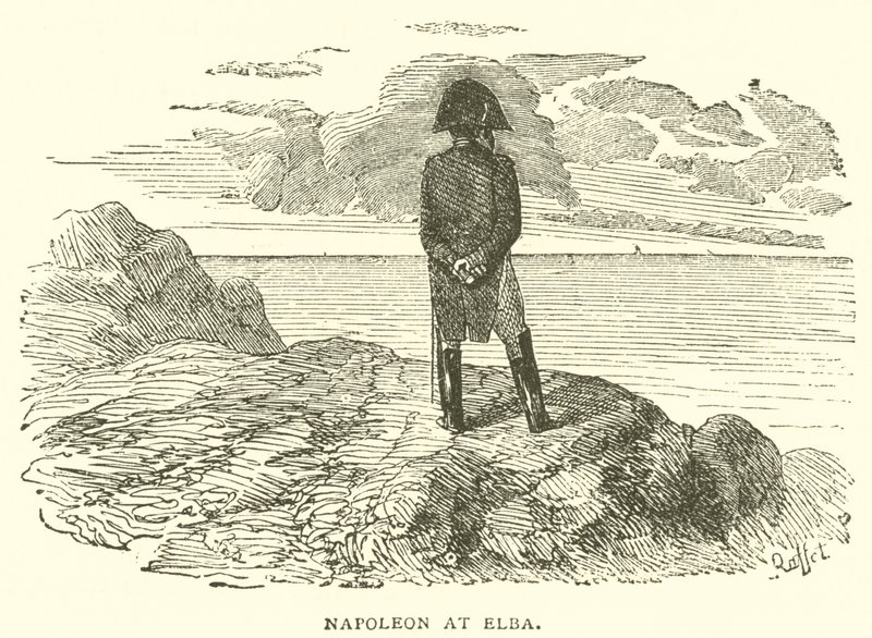 Napoleon na Elbie (rycina) autorstwa French School