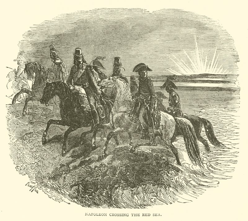 Napoleon przeprawiający się przez Morze Czerwone (rycina) autorstwa French School