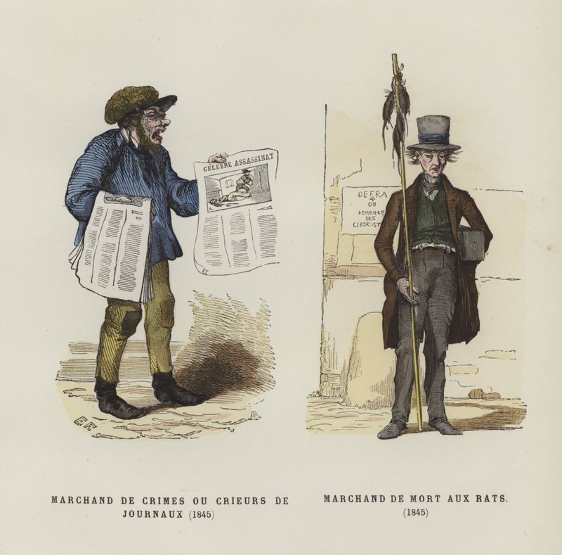 Sprzedawca gazet i łapacz szczurów, 1845 autorstwa French School