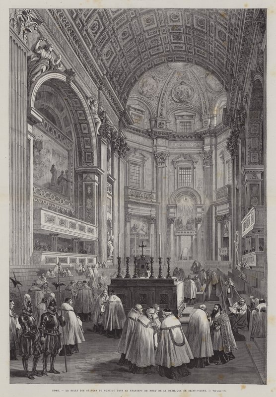 Północny transept bazyliki św. Piotra, Watykan, Rzym, Włochy (rycina) autorstwa French School