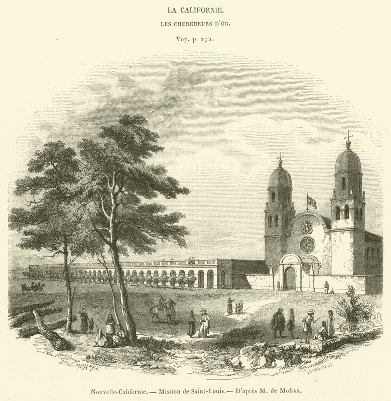 Nowa Kalifornia, St. Louis Mission (grawerowanie) autorstwa French School