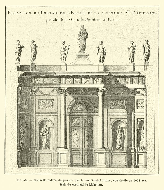 Nowe wejście do przeoryszy przy rue Saint-Antoine, wybudowane w 1634 r. kosztem kardynała de Richelieu autorstwa French School