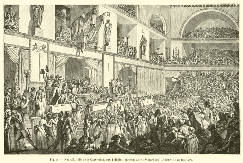 Nowa Sala Kongresowa, w Tuileries, dawna Maszynownia, dzień 20 maja 1795 r. autorstwa French School