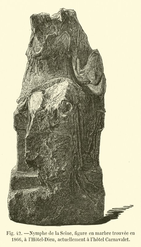 Nimfa Sekwany, marmurowa figura znaleziona w 1866 r. w Hotel-Dieu, obecnie w Hotelu Carnavalet autorstwa French School