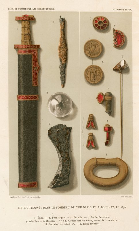 Przedmioty znalezione w grobowcu Childeryka I w Tournay (patrz także 161328, 172230 i 694817) autorstwa French School