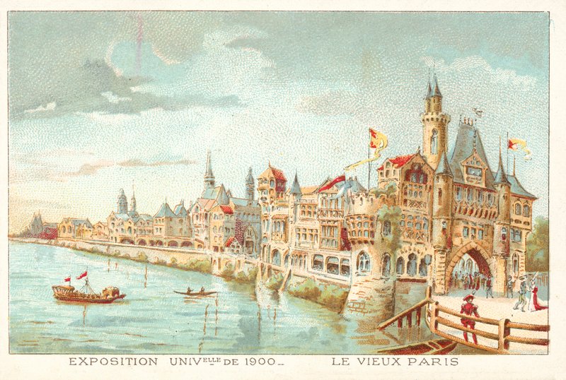 Stary Paryż, Ekspozycja Universelle 1900, Paryż (chromolitho) autorstwa French School