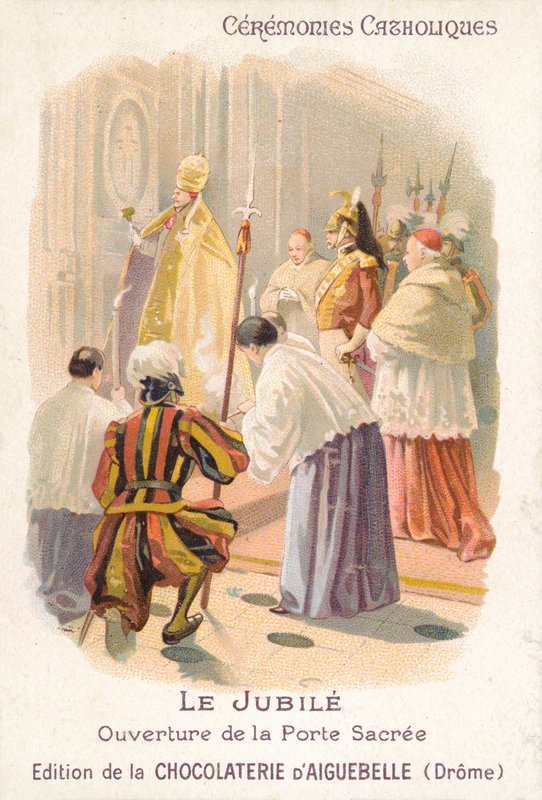 Otwarcie świętych drzwi przez papieża, Jubileusz (chromolitho) autorstwa French School