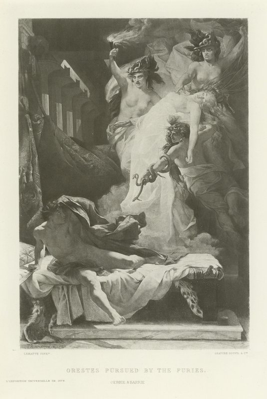 Orestes ścigany przez furie (grawiura) autorstwa French School