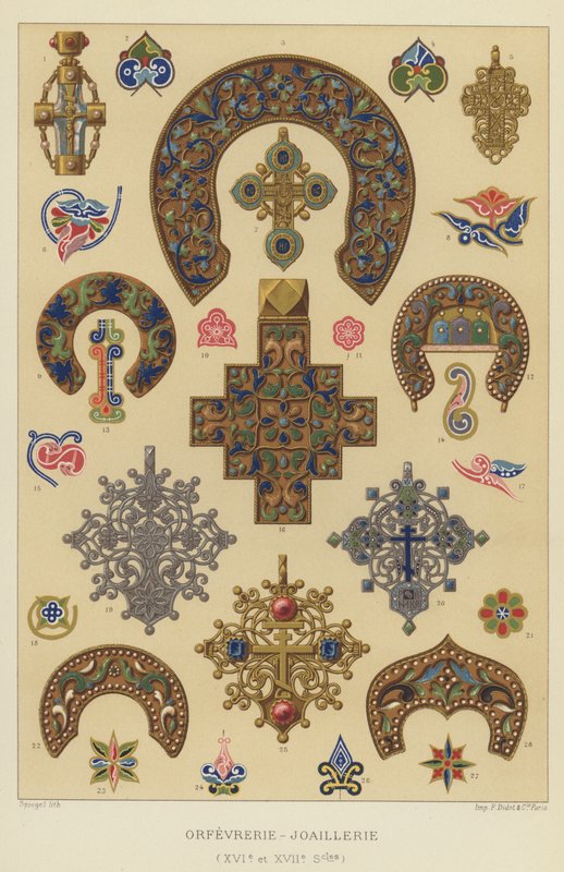 Złotnictwo-Biżuteria (XVI i XVII wiek) (chromolitho) autorstwa French School