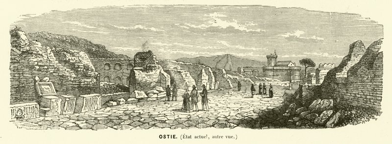 Ostia, port morski starożytnego Rzymu, Włochy (rycina) autorstwa French School