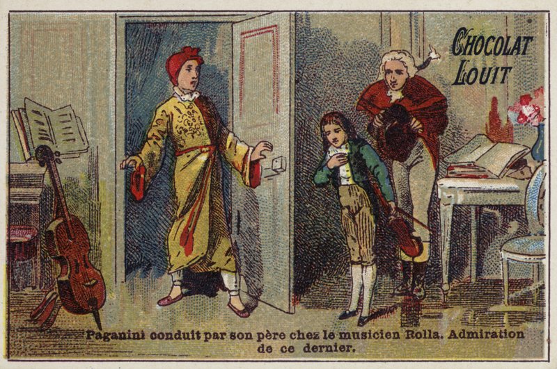Paganini zabrany przez ojca na spotkanie z muzykiem Alessandro Rolla autorstwa French School