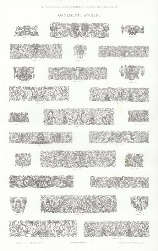 Strona z winiet typograficznych (grawerowanie) autorstwa French School