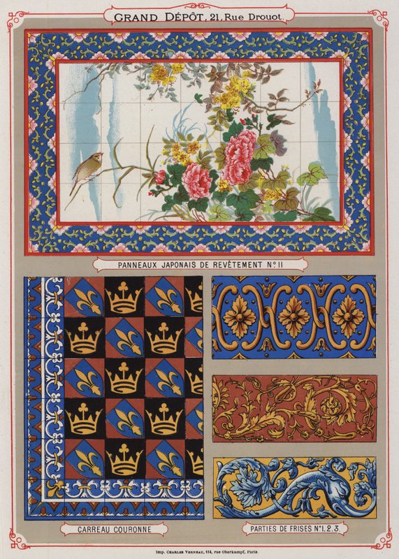 Strona z katalogu Grand Depot de Porcelaines, Faiences et Verreries (kolor lito) autorstwa French School