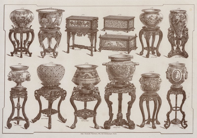 Strona z katalogu Grand Depot de Porcelaines, Faiences et Verreries (kolor lito) autorstwa French School