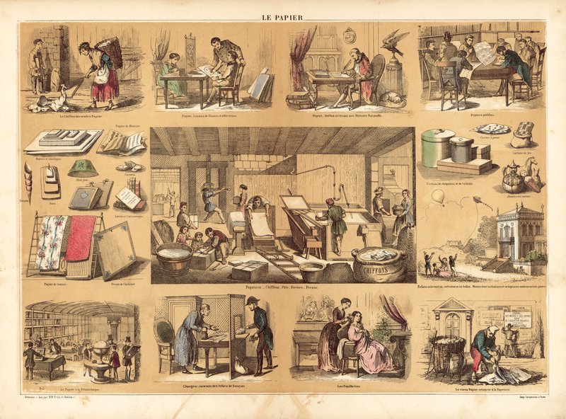 Papier (litografia kolorowa) autorstwa French School