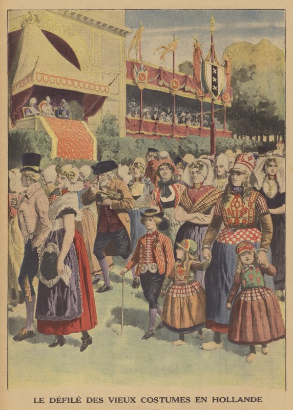 Parada tradycyjnych strojów w Holandii (kolor lito) autorstwa French School