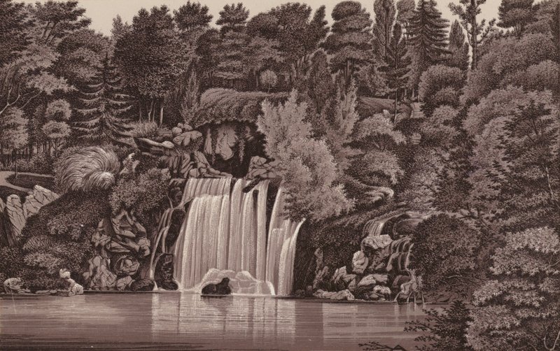 Paryż: Wodospad Bois de Boulogne (litos) autorstwa French School
