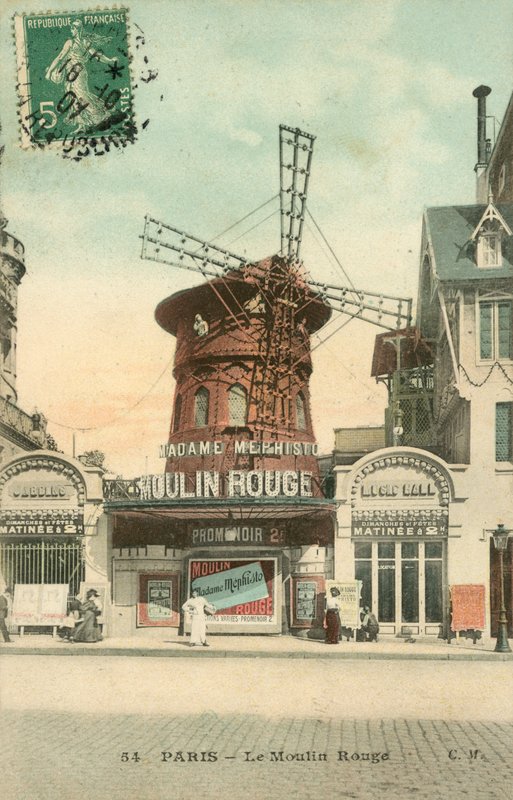 Paryż, Moulin Rouge (zdjęcie kolorowe) autorstwa French School