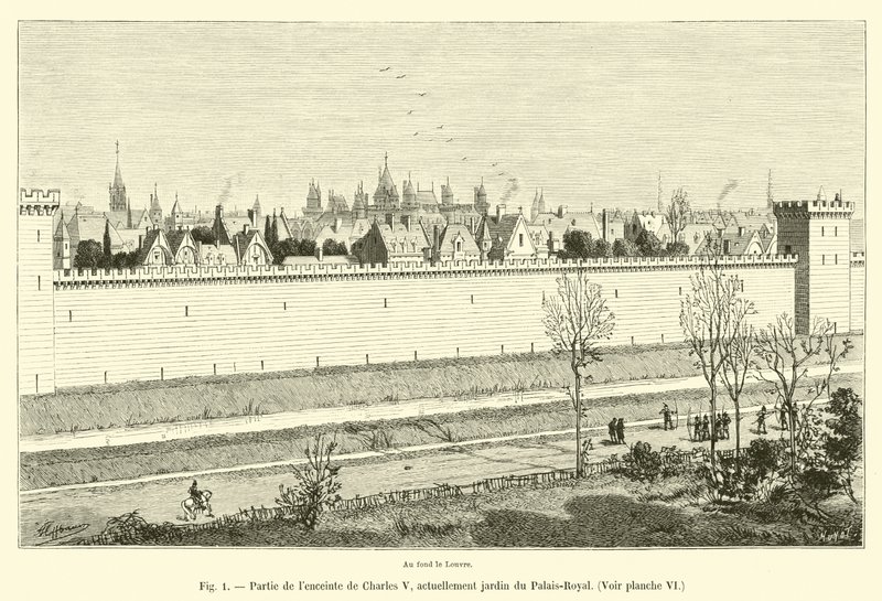 Część ogrodzenia Karola V, obecnie ogród Palais-Royal, patrz tablica VI autorstwa French School