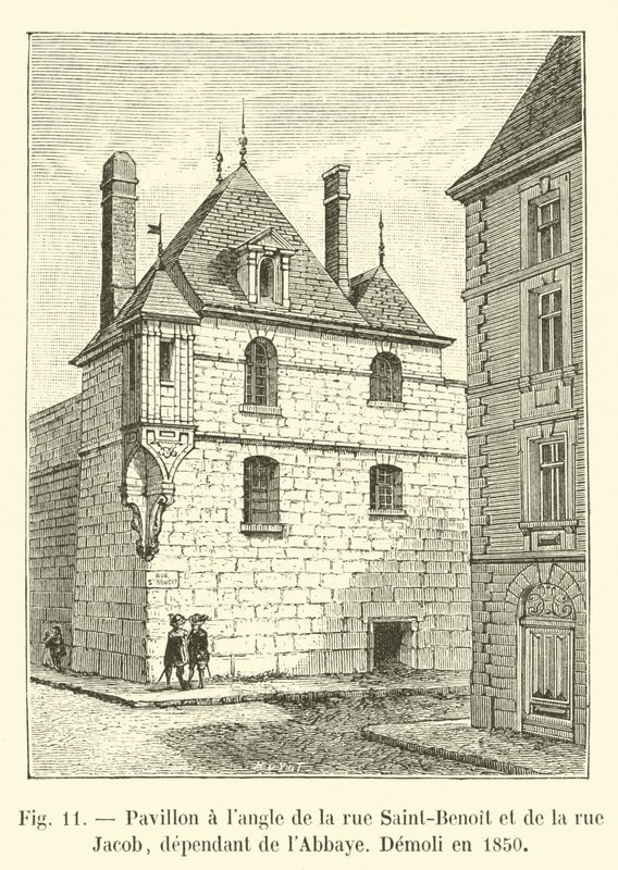 Pawilon na rogu rue Saint-Benoit i rue Jacob, zależny od opactwa, zburzony w 1850 r. autorstwa French School