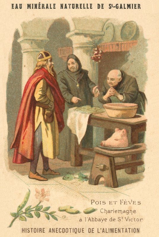 Groch i fasola: Karol Wielki w opactwie św. Wiktora (chromolitho) autorstwa French School