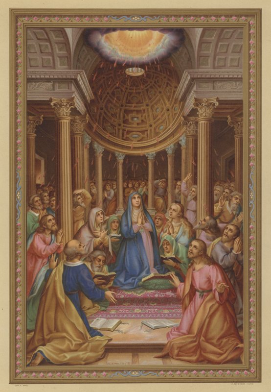 Zesłanie Ducha Świętego (chromolitho) autorstwa French School