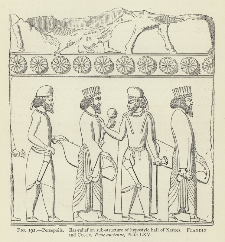 Persepolis, Płaskorzeźba na podkonstrukcji sali hipostylowej Kserksesa autorstwa French School