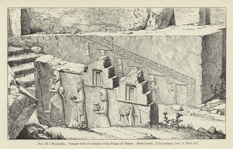 Persepolis, ściana attykowa klatki schodowej Pałacu Dariusza autorstwa French School