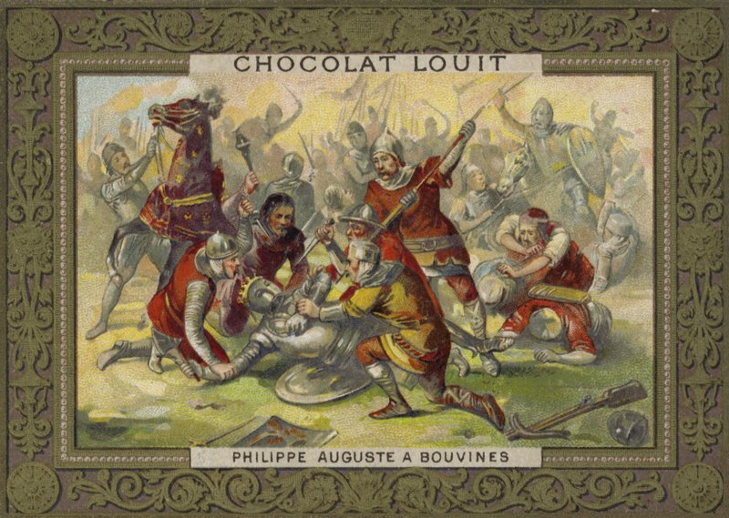 Filip August z Francji zdjęty z konia w bitwie pod Bouvines, 1214 autorstwa French School
