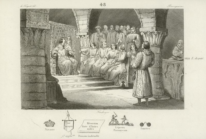 Filip V z Francji i Stany Generalne odrzucają roszczenia do tronu Joanny II z Nawarry, c1317 autorstwa French School