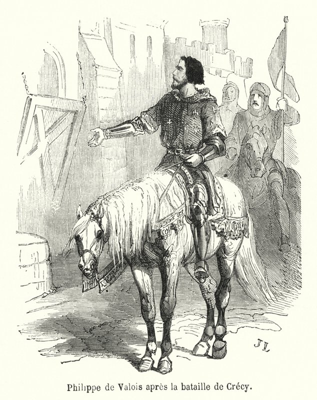 Philippe de Valois po bitwie pod Crecy (grafika) autorstwa French School